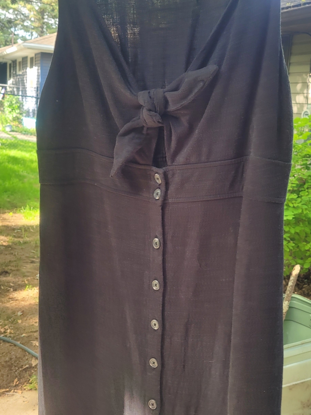 Universal Thread Black Tie-Front Button Midi Dress - Picture 3 of 6